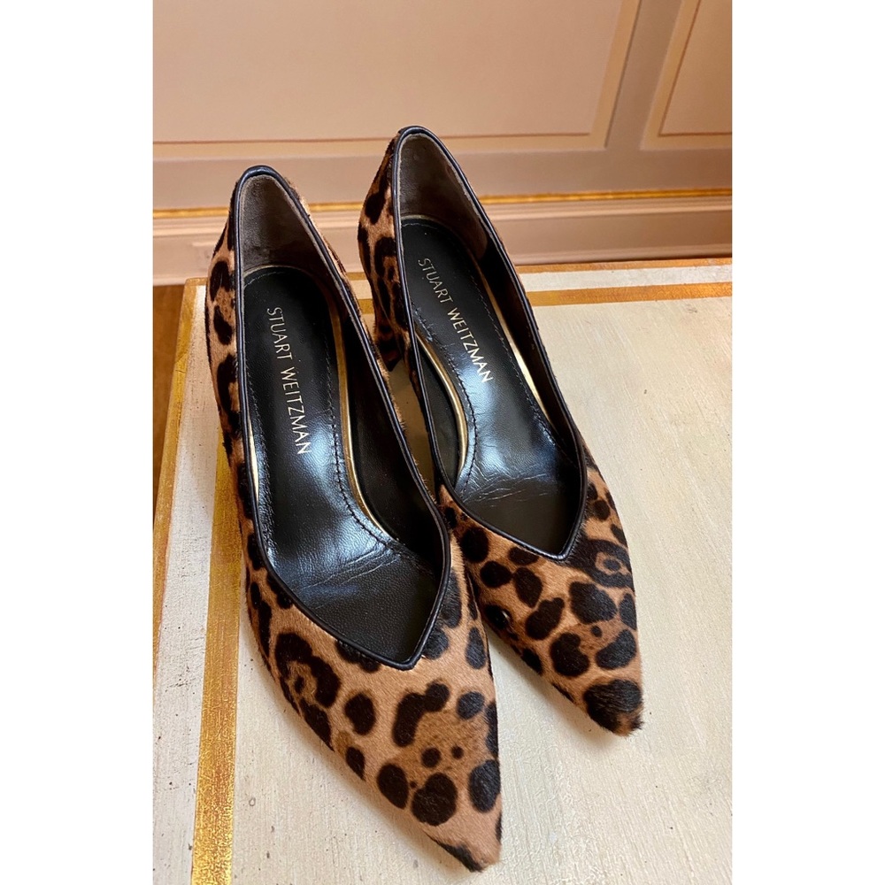 Stuart Weitzman pony hair, leopard pumps